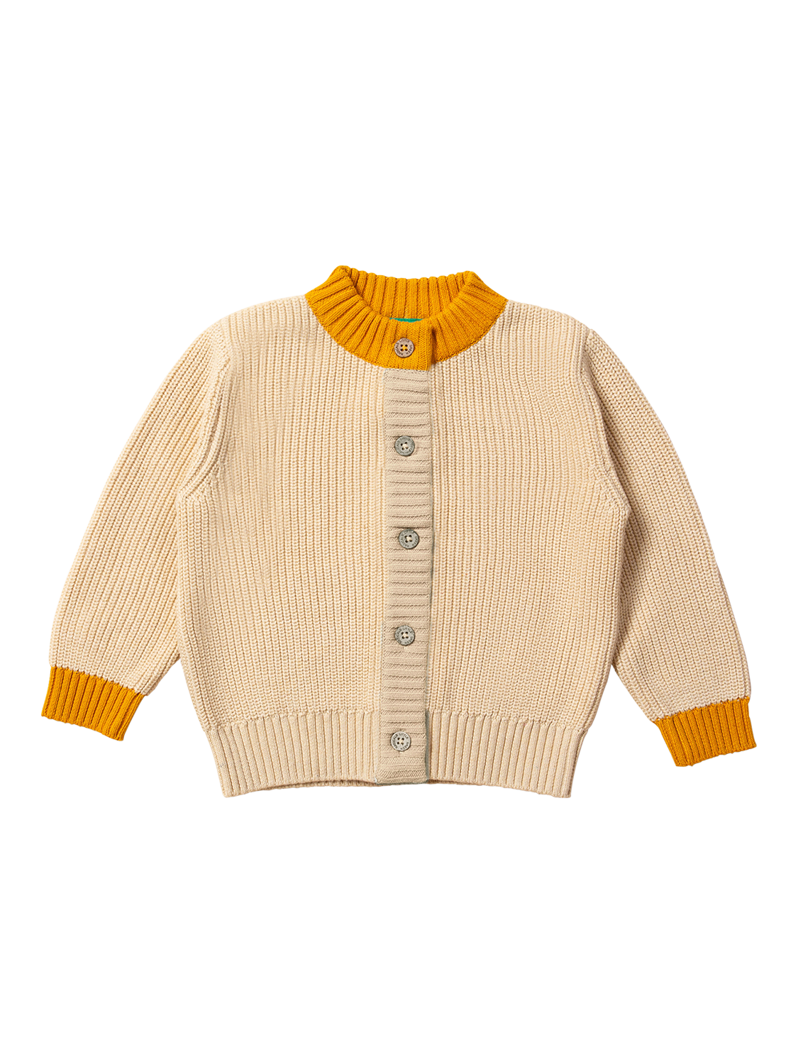 Little Green Radicals Baby Gold Knit Cardigan, Oatmeal