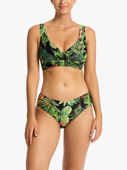 Sea Level Lotus Midi Rise Bikini Pants, Black/Multi, Black