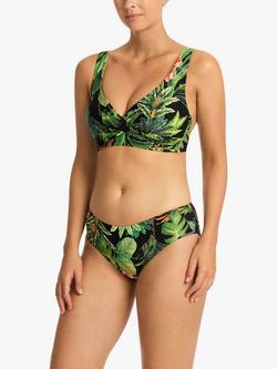 Sea Level Lotus Midi Rise Bikini Pants, Black/Multi - view 2, Black