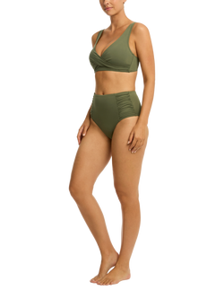 Sea Level High Waist Bikini Bottoms - view 2, Khaki
