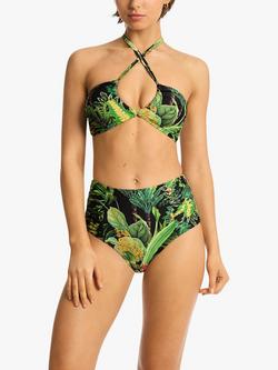 Sea Level Lotus High Waist Bikini Bottoms, Black/Multi, Black/Multi