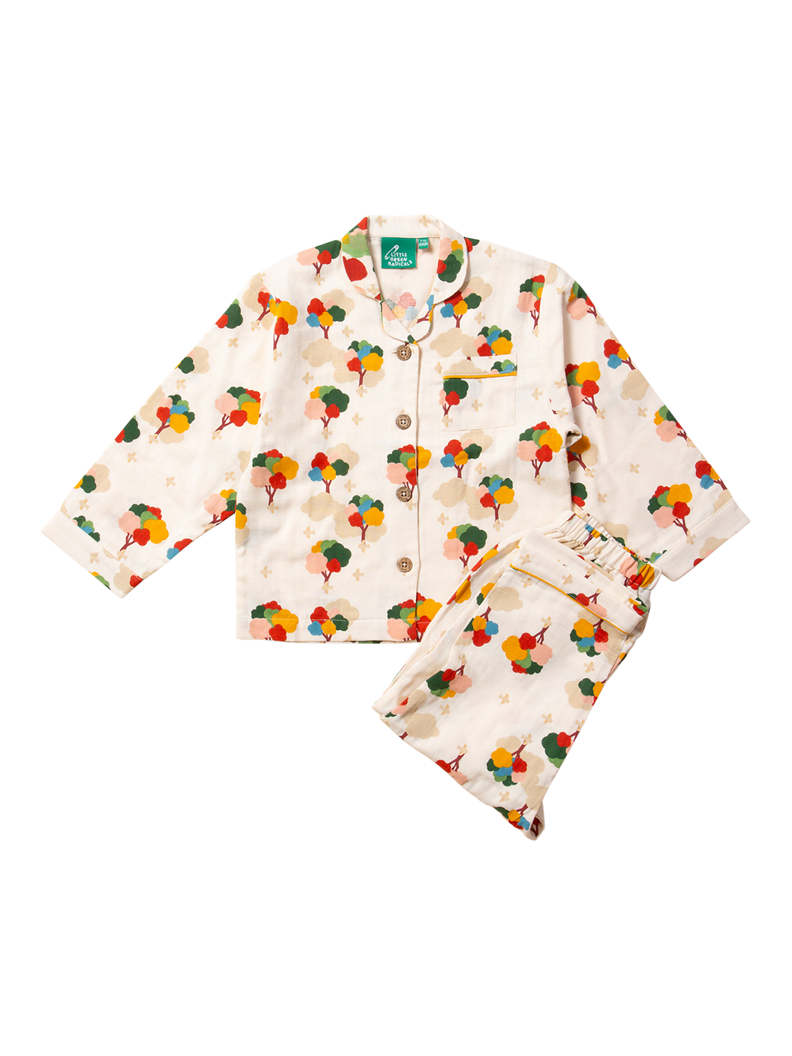 Little Green Radicals Baby Rainbow Trees Pyjamas Cream