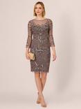 Adrianna Papell Art Deco Beaded Bell Sleeve Dress, Moonscape