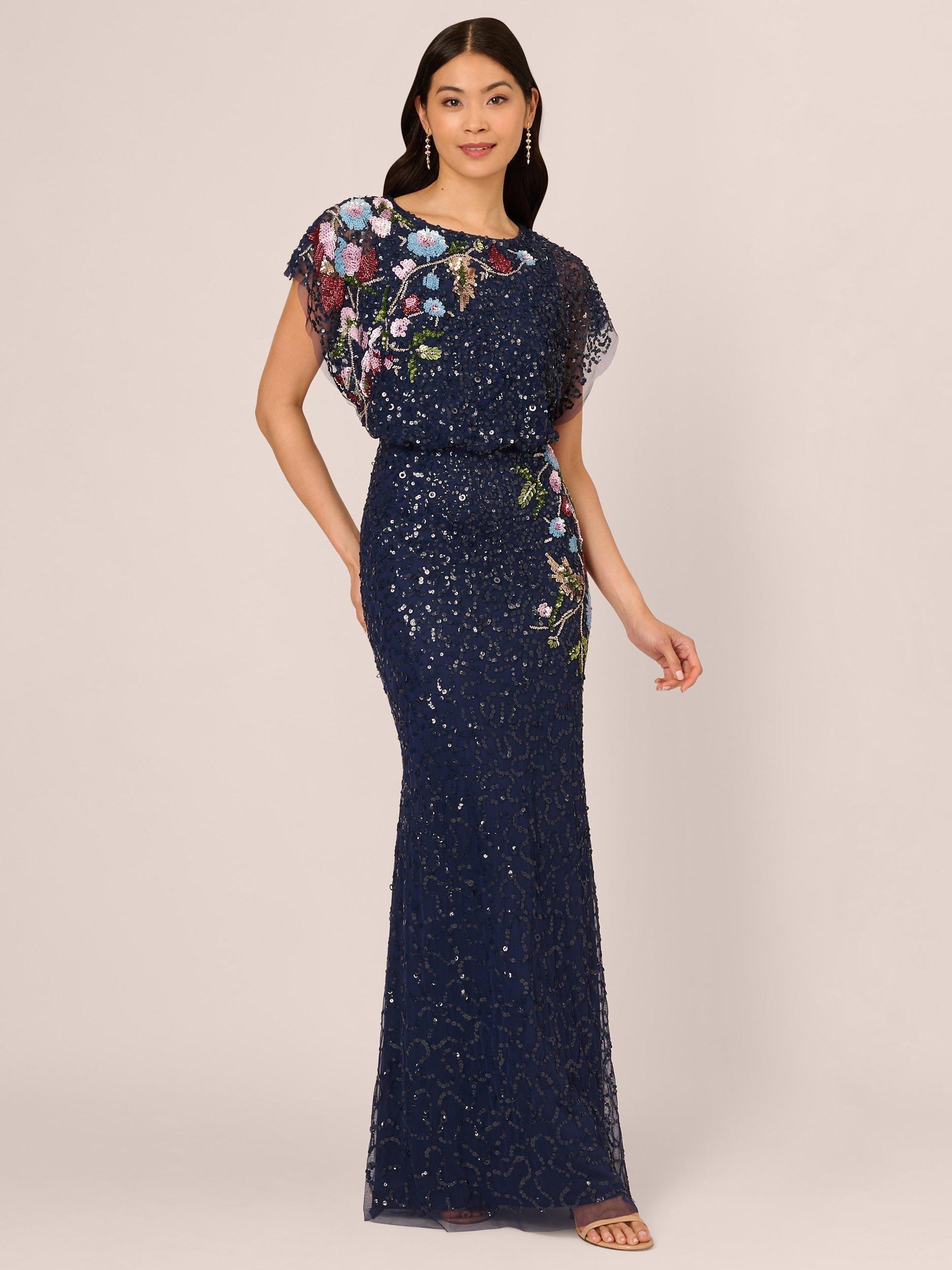 Product image 1 of 7, which shows Adrianna Papell Beaded Mermaid Maxi Dress, Midnight/Multi, 6
