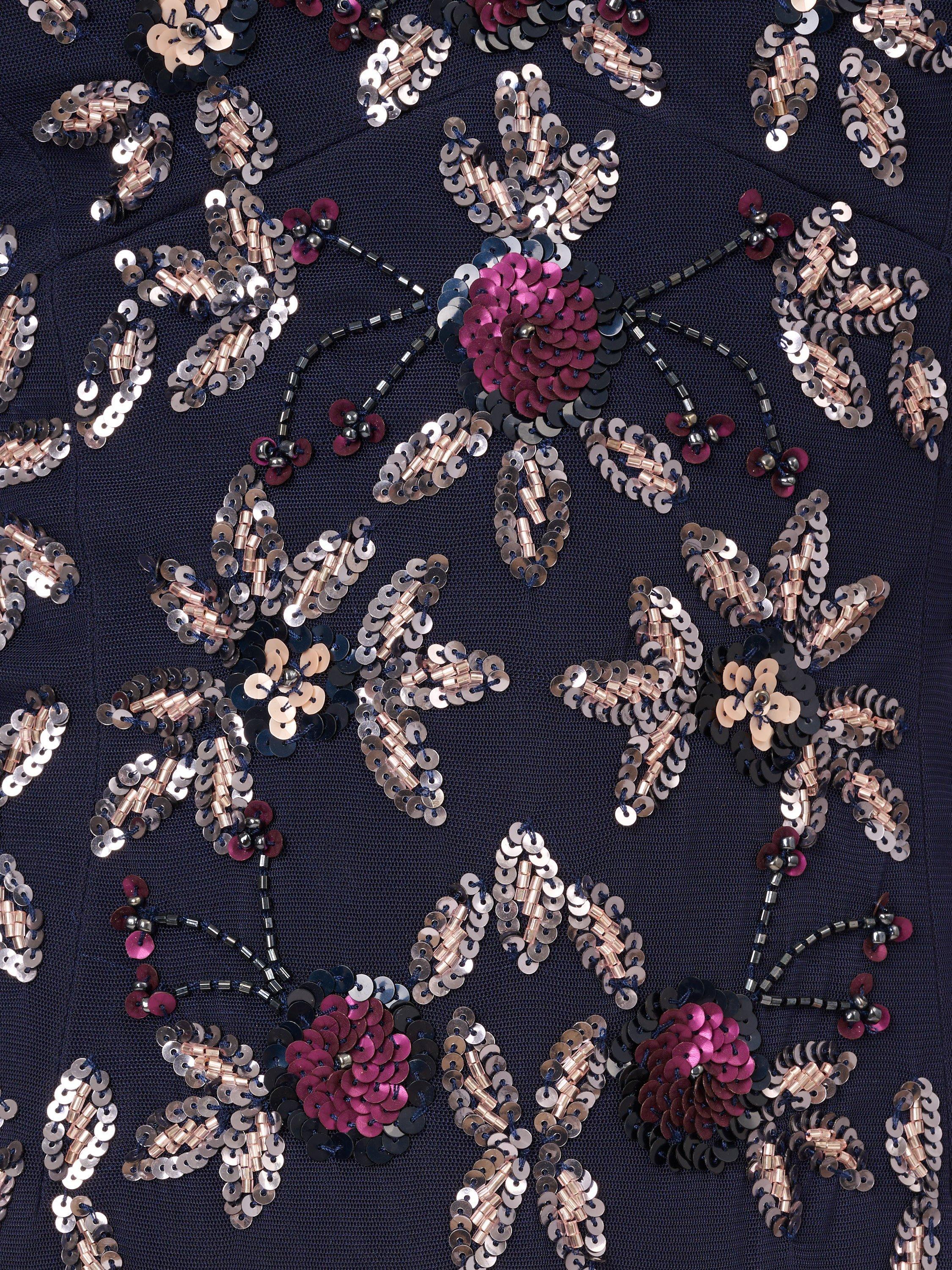 Product image 7 of 7, which shows Adrianna Papell Beaded Mesh Midi Dress, Light Navy, 12
