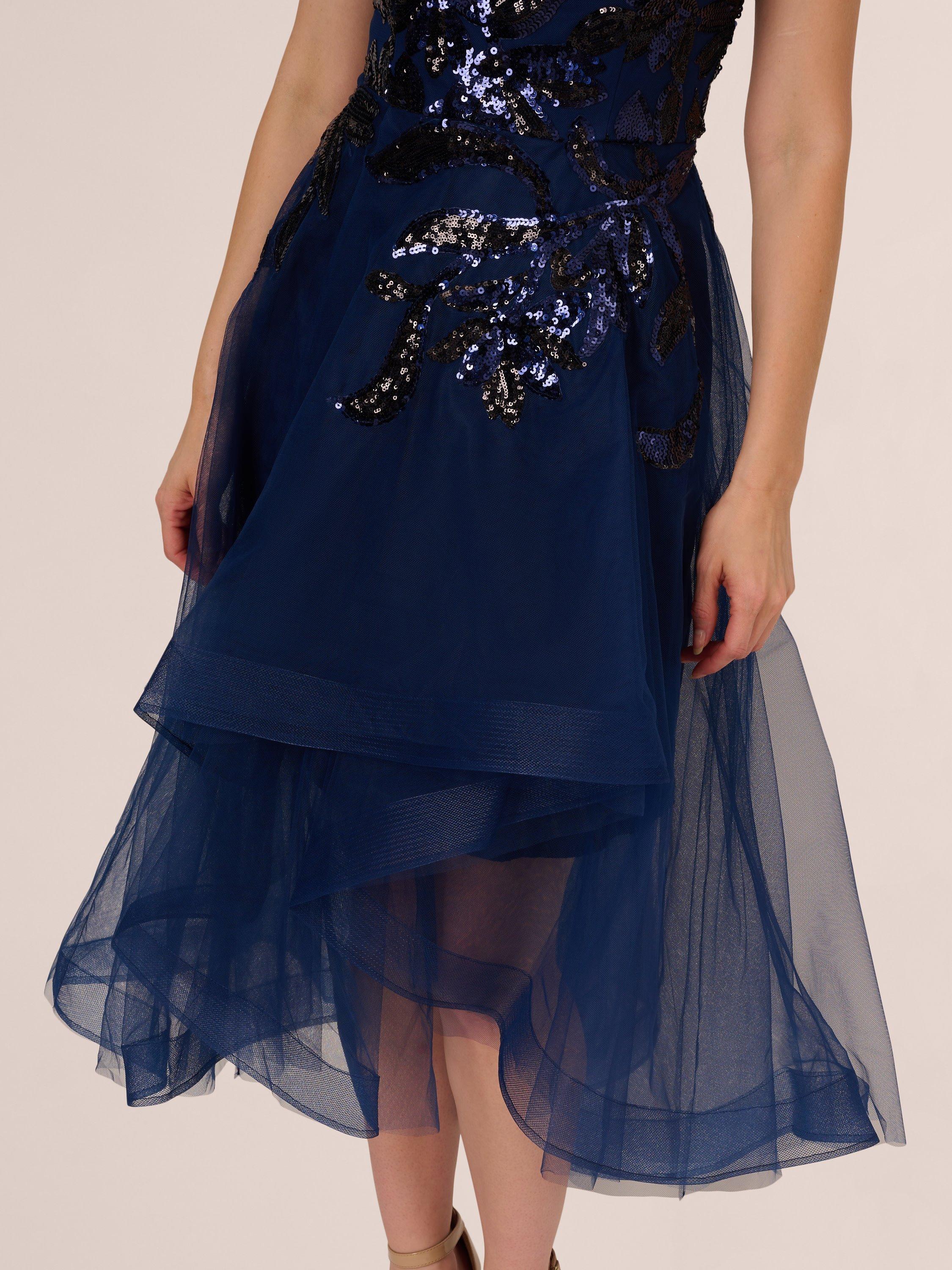 Adrianna papell sequin high low gown sales