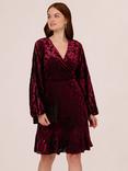 Adrianna Papell Velvet Burnout Dress, Burgundy/Black