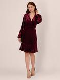 Adrianna Papell Velvet Burnout Dress, Burgundy/Black