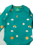 Little Green Radicals Baby Fox Organic Cotton Bodysuit, Pack of 2, Turquoise Skies, Turquoise Skies