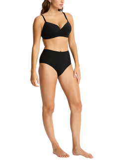Sea Level Essentials Cross Front Moulded Underwire Bikini Top - view 2, Black