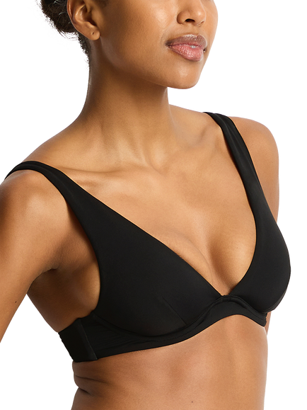 Sea Level Longline Underwire Bikini Top, Black - view 2, Black