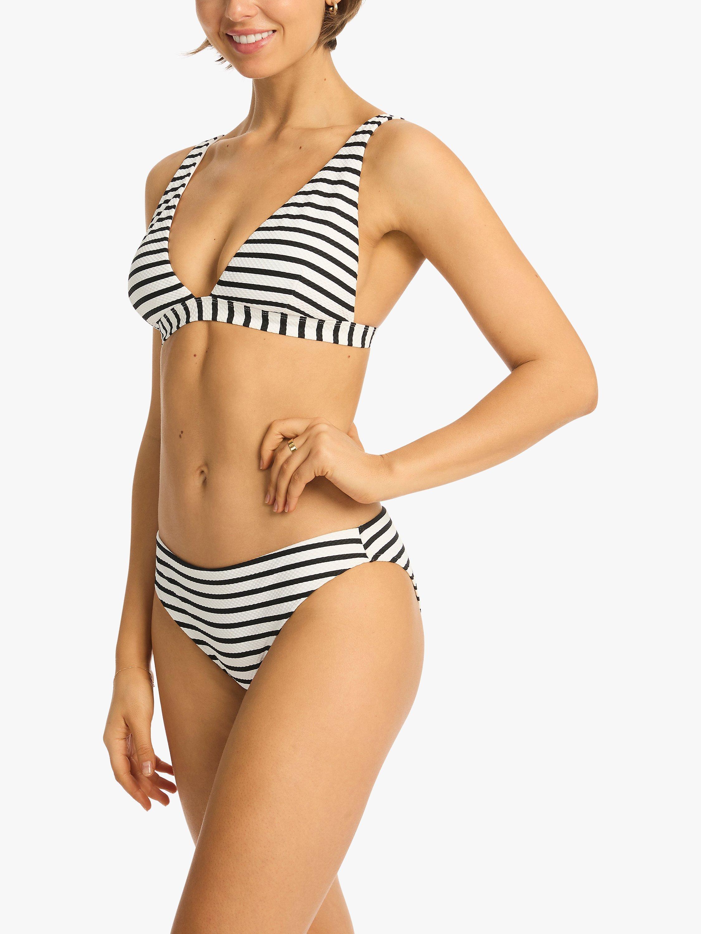 Sea Level Amalfi Longline Triangle Bikini Top, White/Black, 8