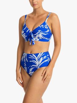 Sea Level Tradewind High Waist Bikini Bottoms, Cobalt/White - view 2, Cobalt/White