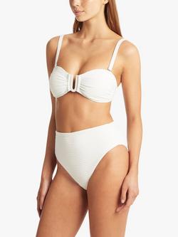 Sea Level Spinnaker Rib High Waist Bikini Bottoms, White - view 2, White