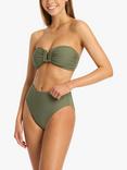 Sea Level Spinnaker Rib High Waist Bikini Bottoms, Khaki