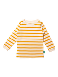 Little Green Radicals Kids' Stripe Organic Cotton Long Sleeve Top, Gold Stripes