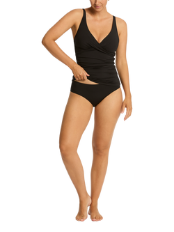 Sea Level Essentials Cross Front Tankini Top, Black - view 2, Black