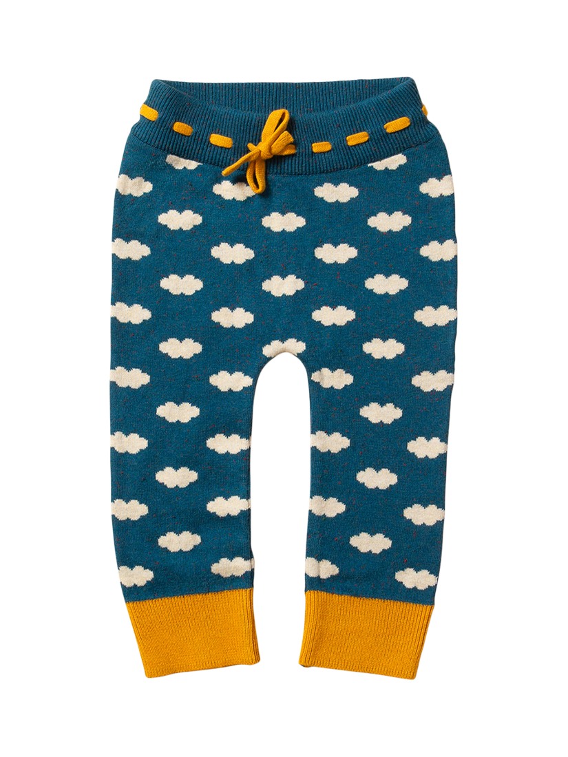 Little Green Radicals Baby Cloud Tie Joggers, Teal Cloud