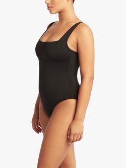 Sea Level Square Neck Medium Leg Swimsuit - view 2, Black