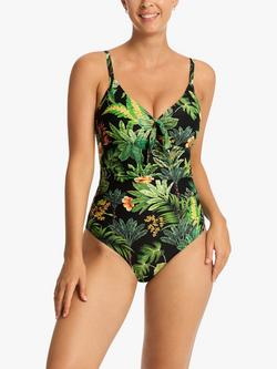 Sea Level Lotus Tie Front DD/E One Piece Swimsuit, Black/Multi