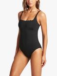 Sea Level Scallop Square Neck Medium Leg Swimsuit