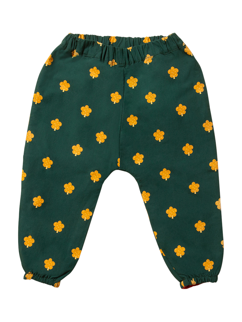 Little Green Radicals Baby Leaves Cosy Joggers, Dark Green