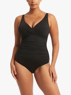 Sea Level Essentials Cross Front Multifit One Piece Swimsuit, Black, Black