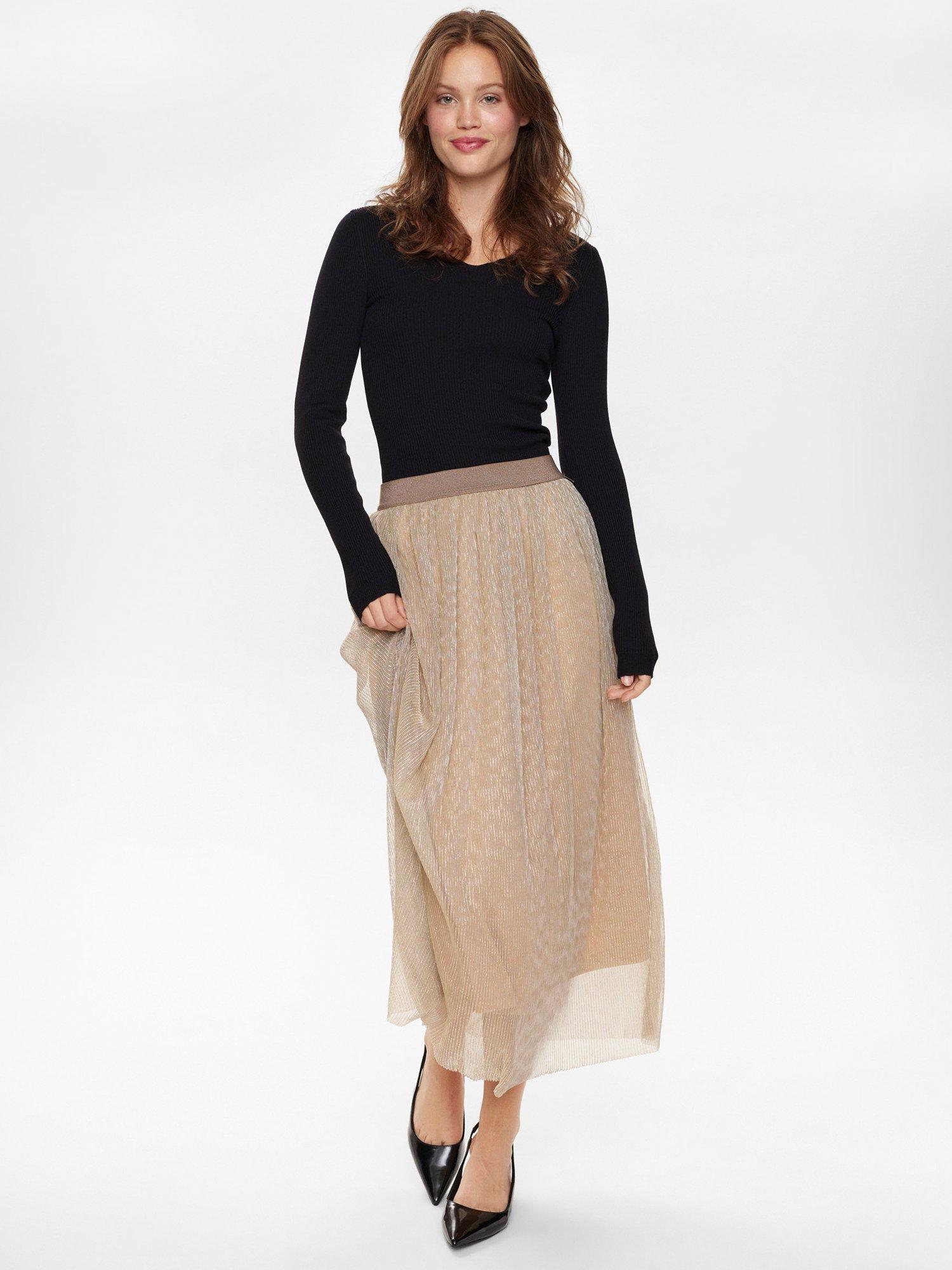 Numph Sea Metallic Tulle Long Skirt, Gold