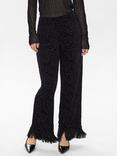 Numph Hadlee Spot Fringe Cuff Trousers, Black