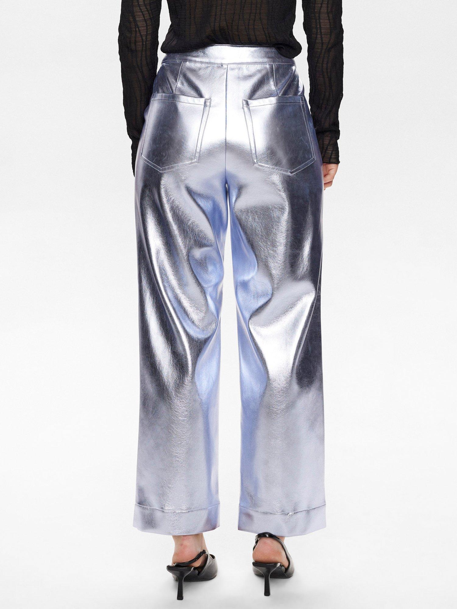 Product image 3 of 7, which shows Numph Glenda Metallic Trousers, Silver, 36