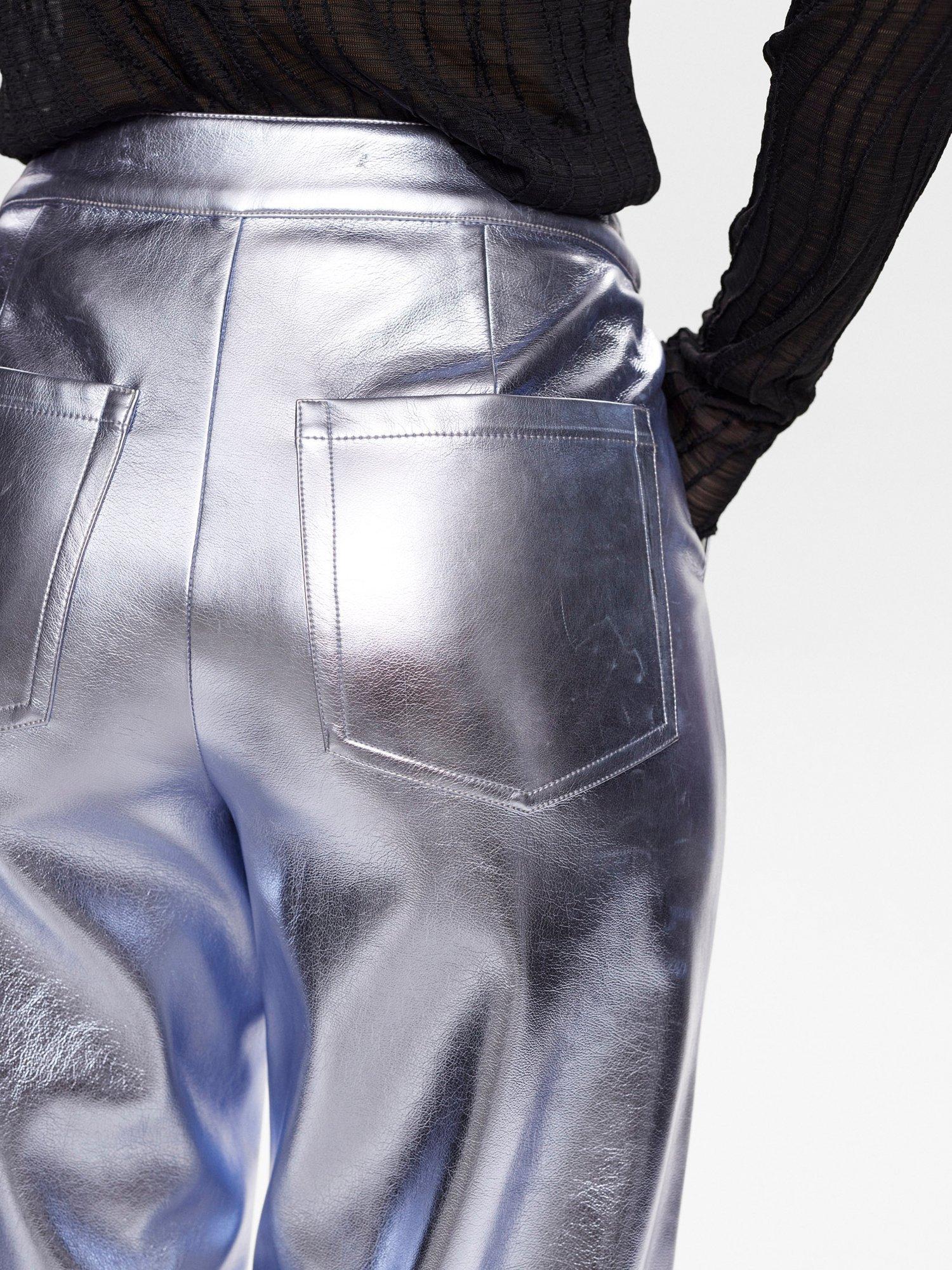 Product image 5 of 7, which shows Numph Glenda Metallic Trousers, Silver, 36