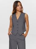 Numph Josephine Pinstripe Waistcoat, Grey Melange