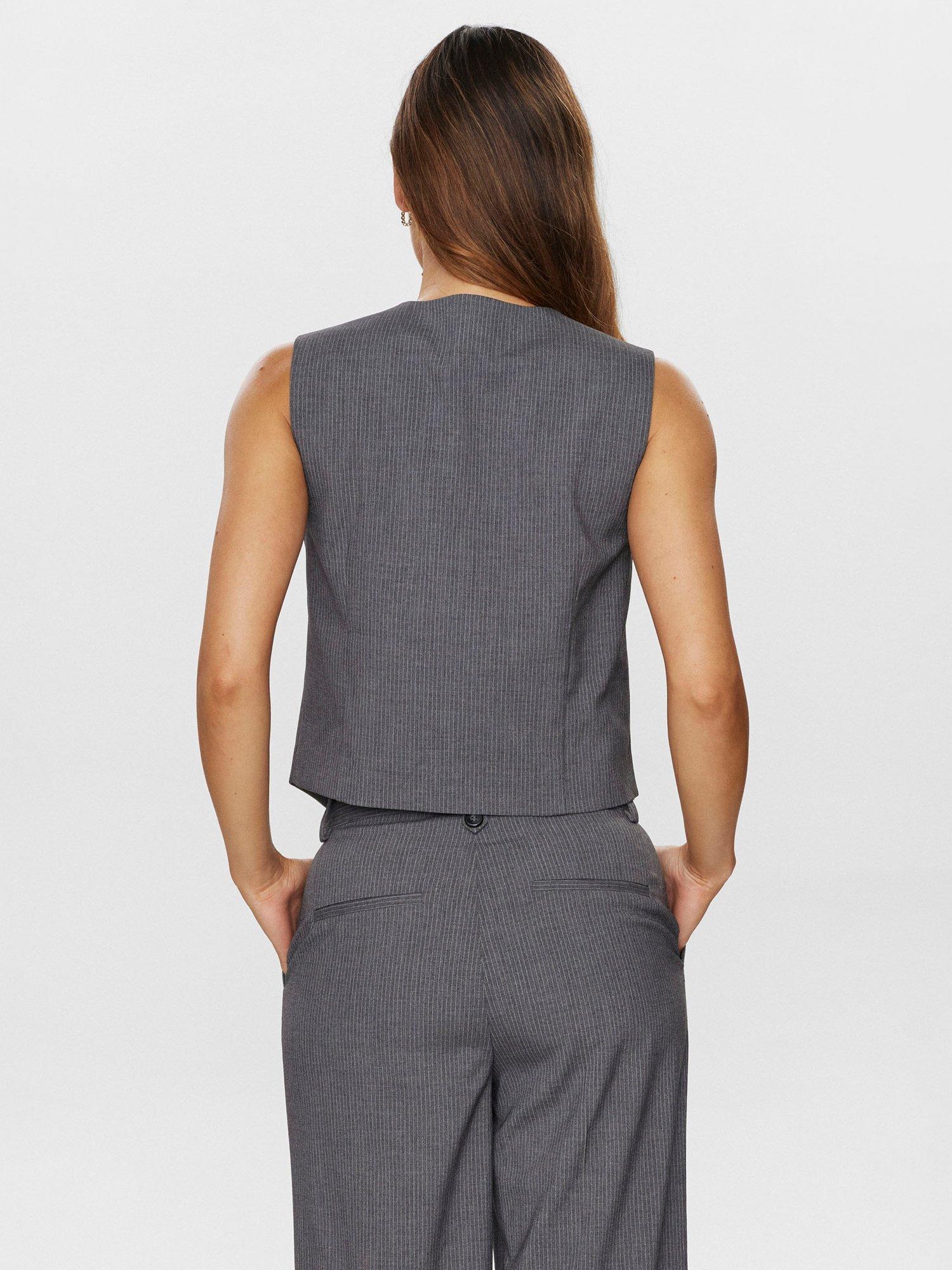 Product image 2 of 7, which shows Numph Josephine Pinstripe Waistcoat, Grey Melange, 44