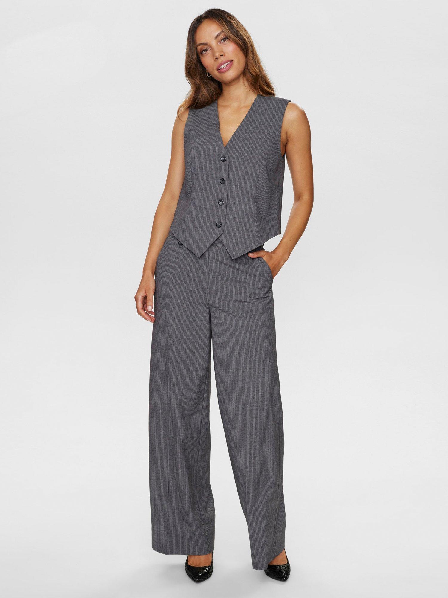 Product image 3 of 7, which shows Numph Josephine Pinstripe Waistcoat, Grey Melange, 44