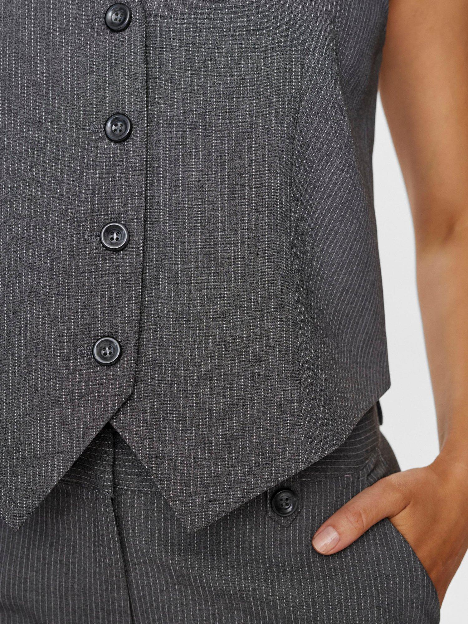 Product image 4 of 7, which shows Numph Josephine Pinstripe Waistcoat, Grey Melange, 44