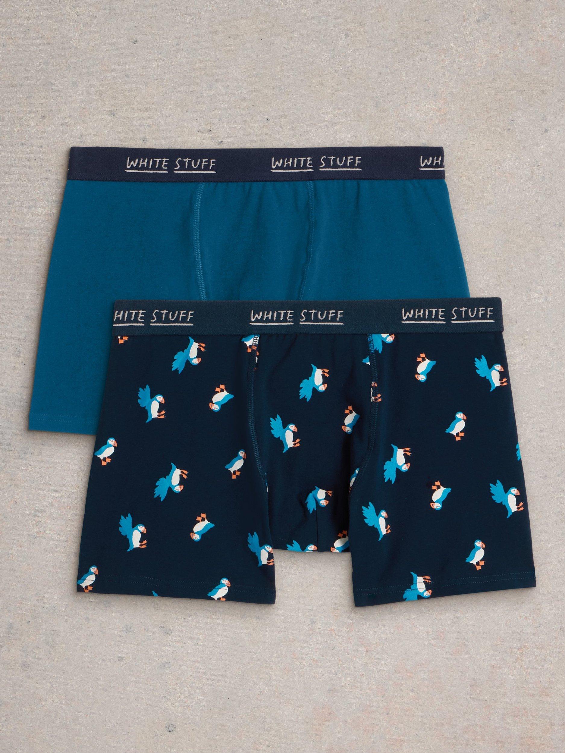 White Stuff Cotton Blend Trunks Pack of 2 Teal Multi