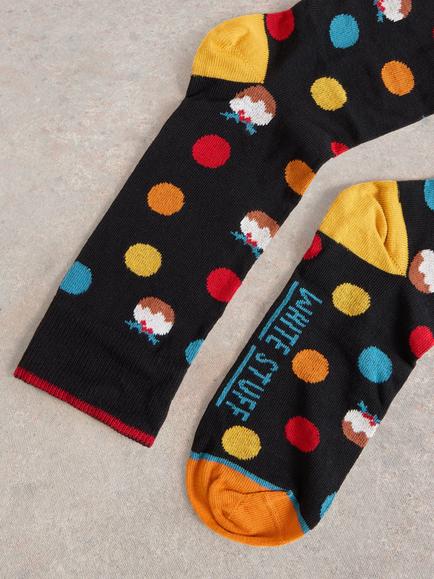 White Stuff Christmas Cracker Socks, Black/Multi - view 2, Black/Multi