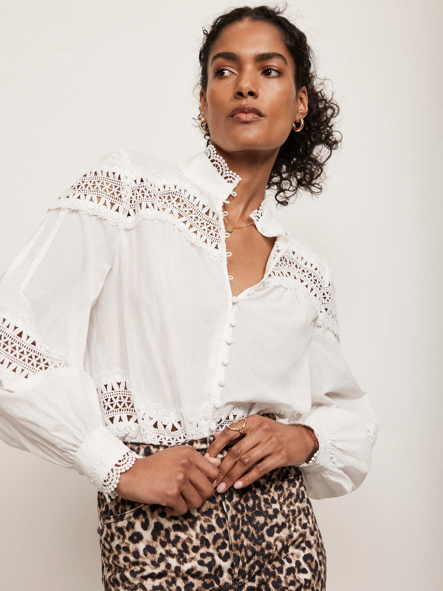 Mint Velvet Lace Detail Blouse White