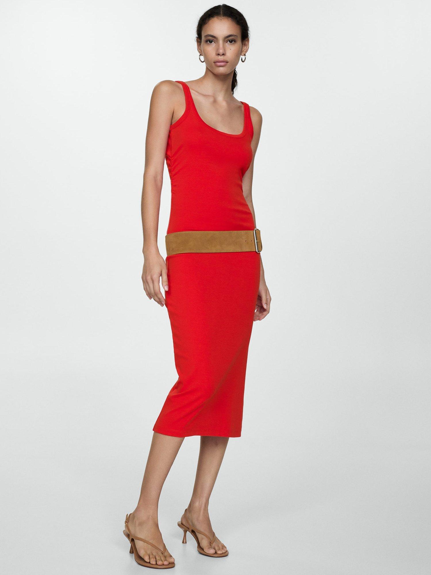 Mango Maya Bodycon Dress, Cherry Red