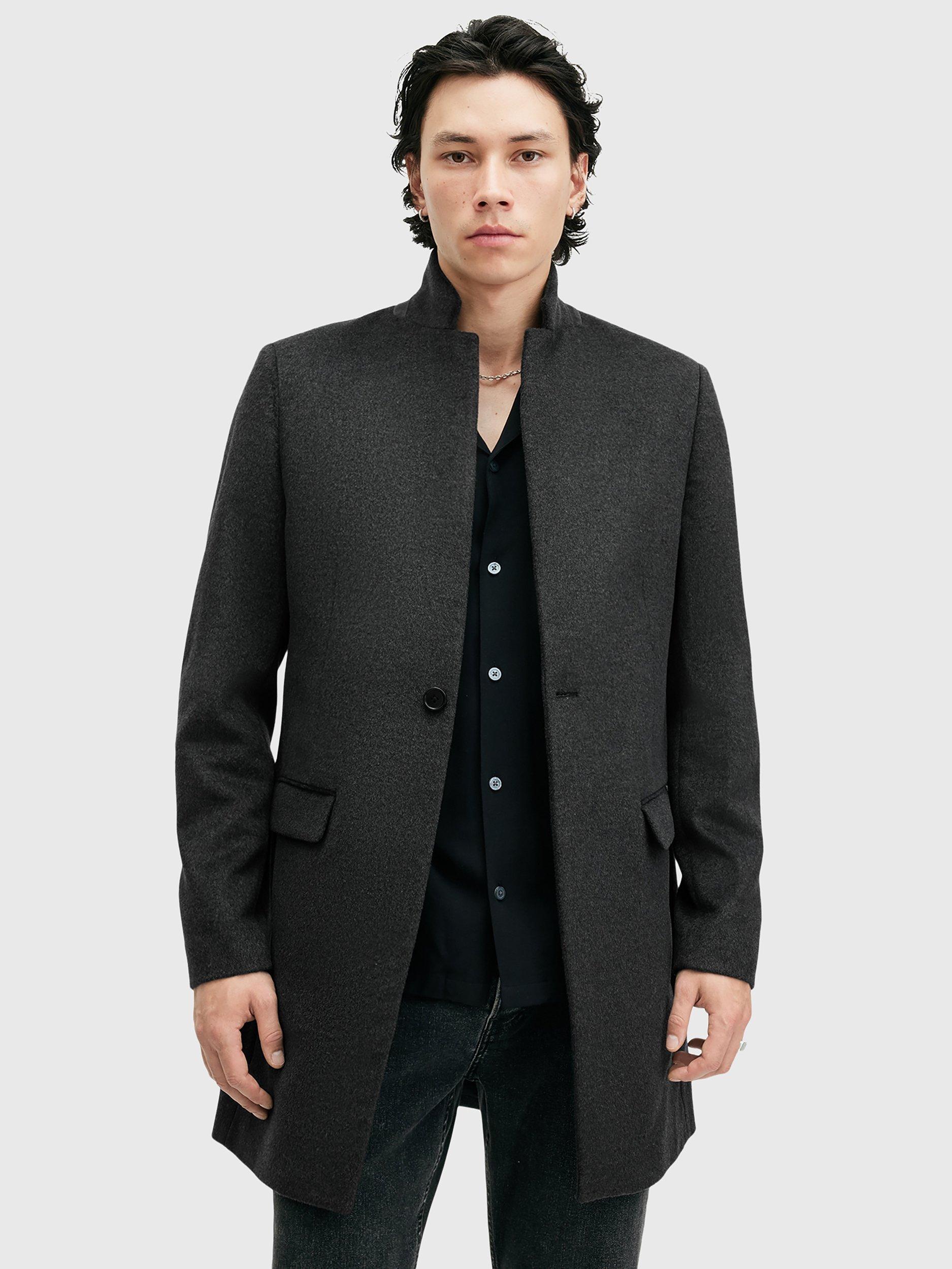 Men's stand collar wool coat best sale