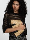 Mango Reus Crochet Open Knit Jumper, Black