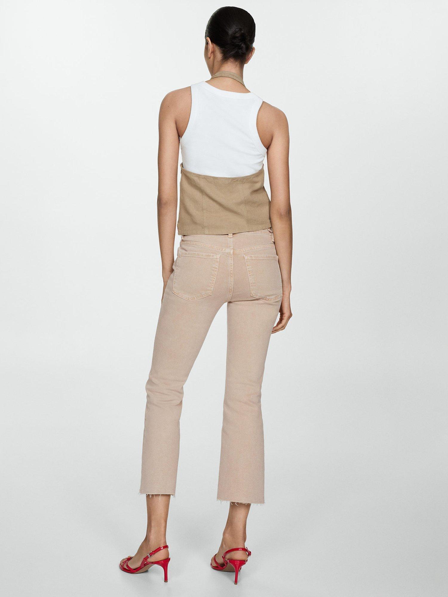 Mango Sienna Flare Jeans, Beige, 10