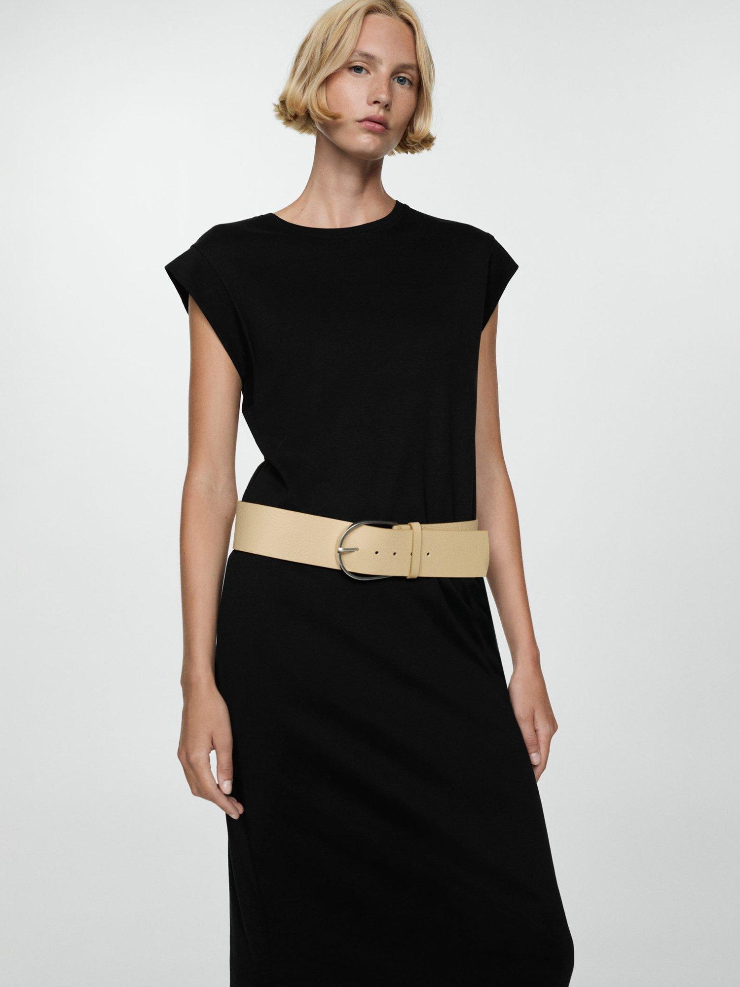 Mango Jalisco Cotton Midi T-Shirt Dress, Black