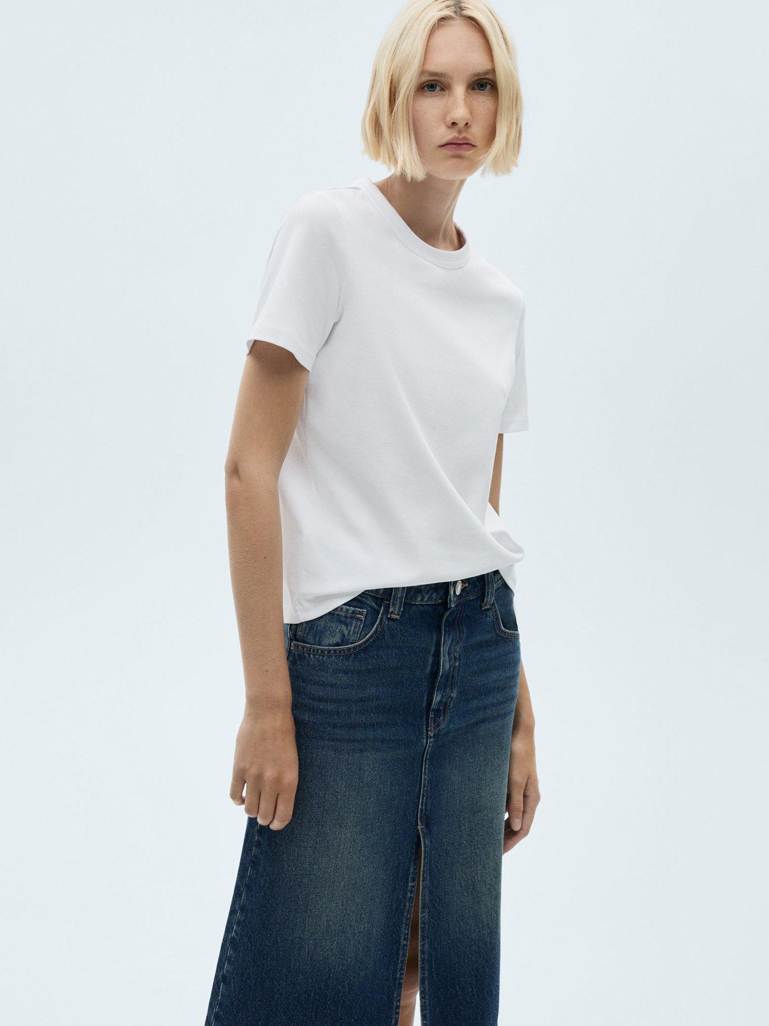 Mango Rita Cotton Tee, White