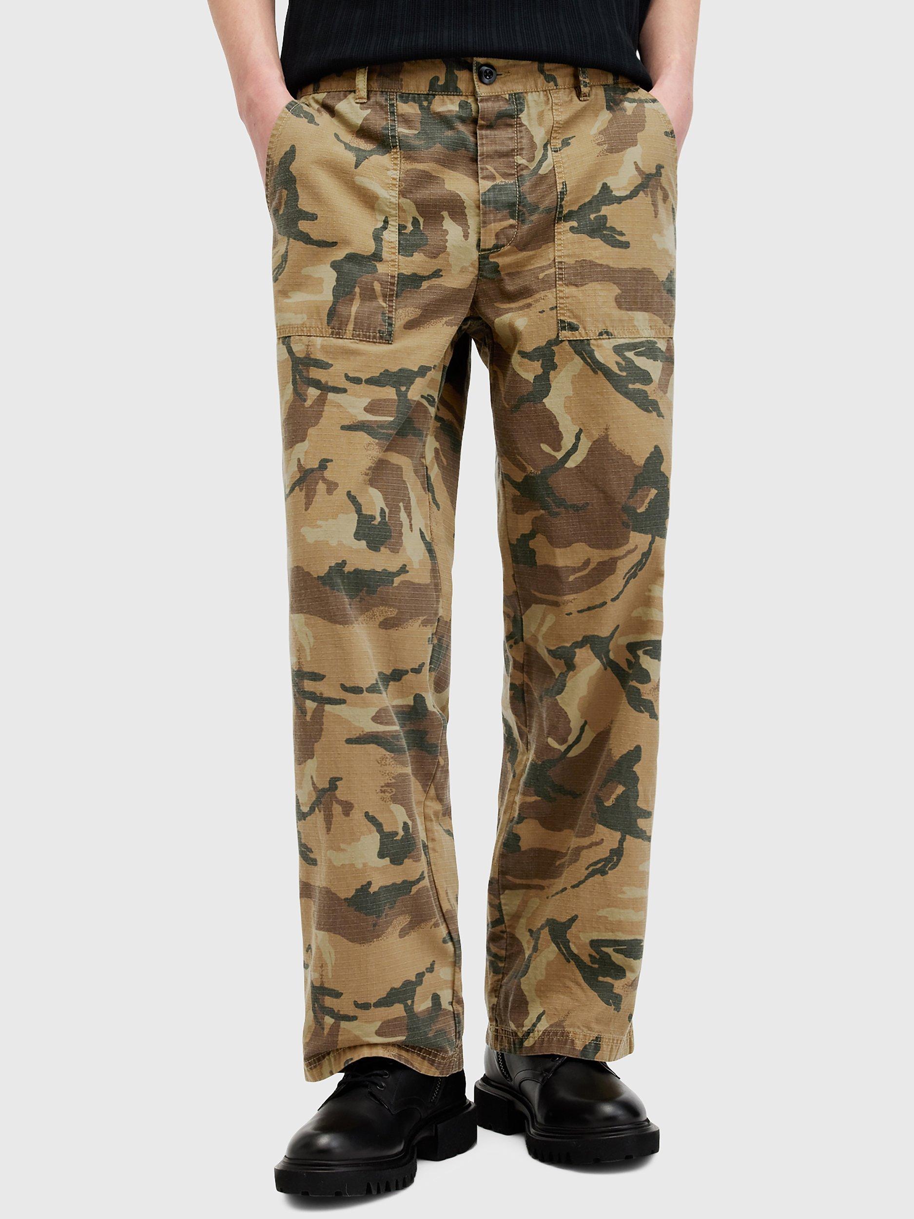 AllSaints Gaspar Organic Cotton Trousers, Brown Multi Brown