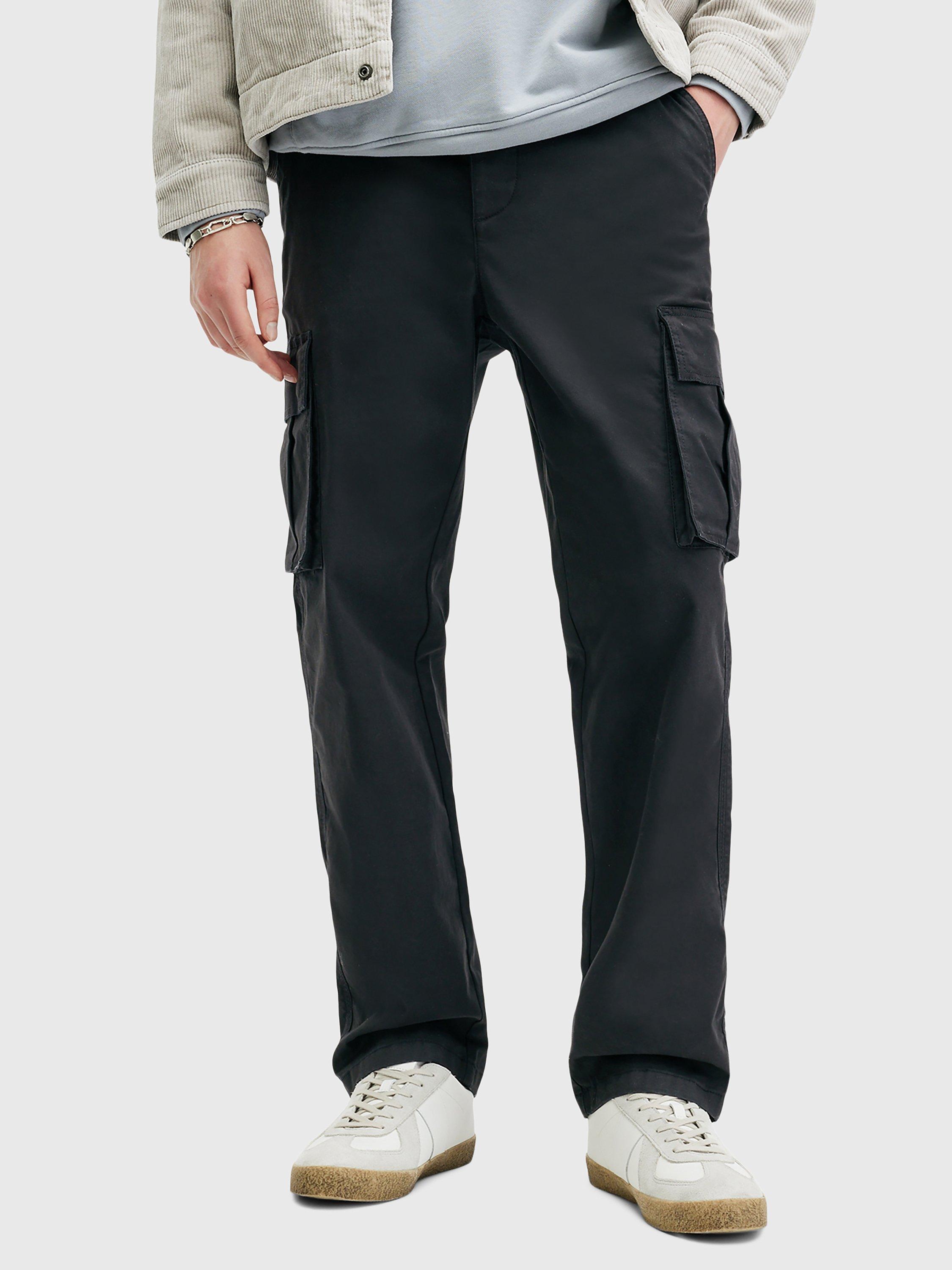 AllSaints Lewes Slim Fit Cotton Blend Trousers, Black
