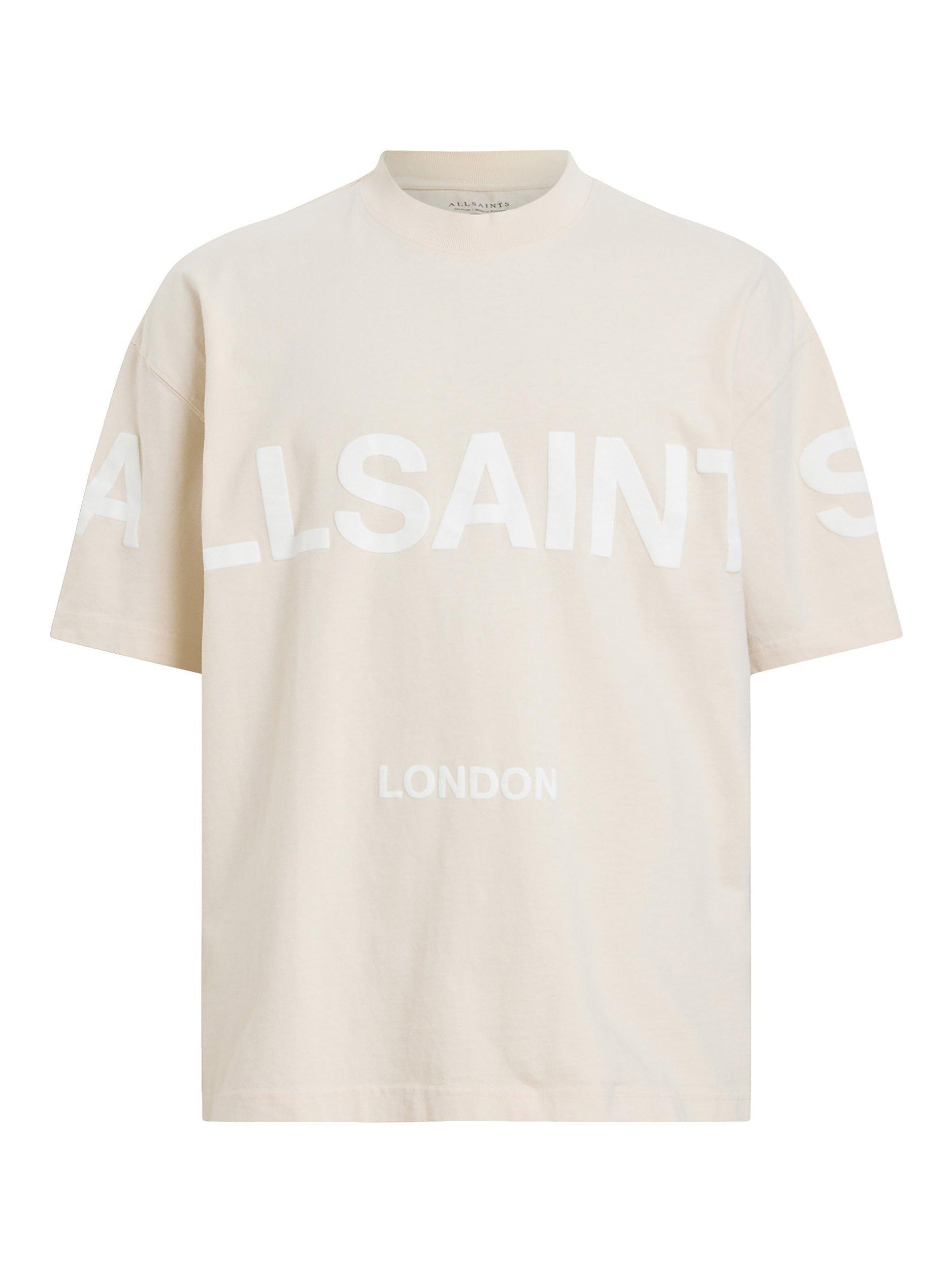 Product image 4 of 6, which shows AllSaints Biggy Short Sleeve Crew T-Shirt, Natural Taupe, XS