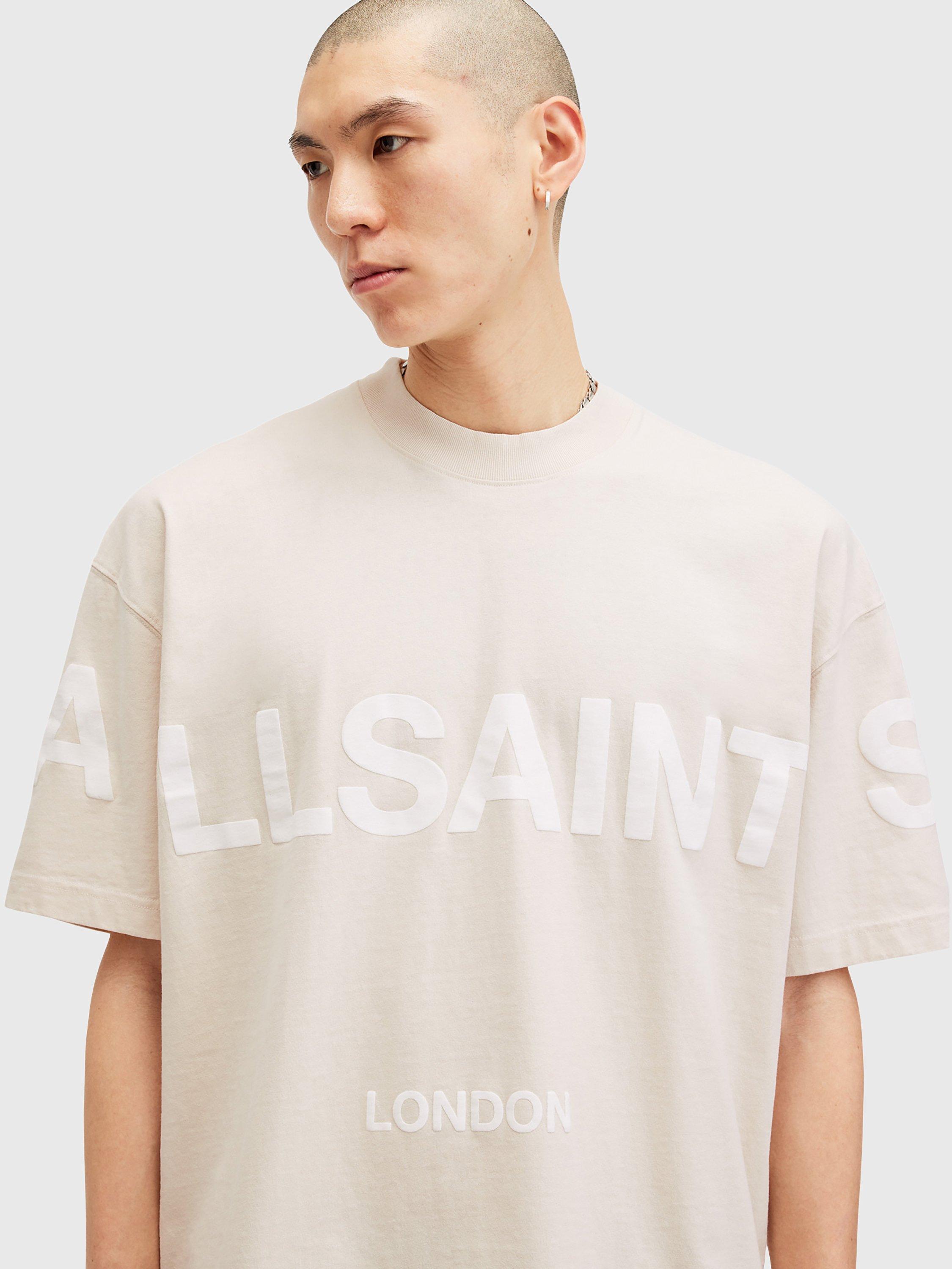 Product image 5 of 6, which shows AllSaints Biggy Short Sleeve Crew T-Shirt, Natural Taupe, XS