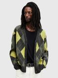 AllSaints Joker Check Cardigan, Black/Multi