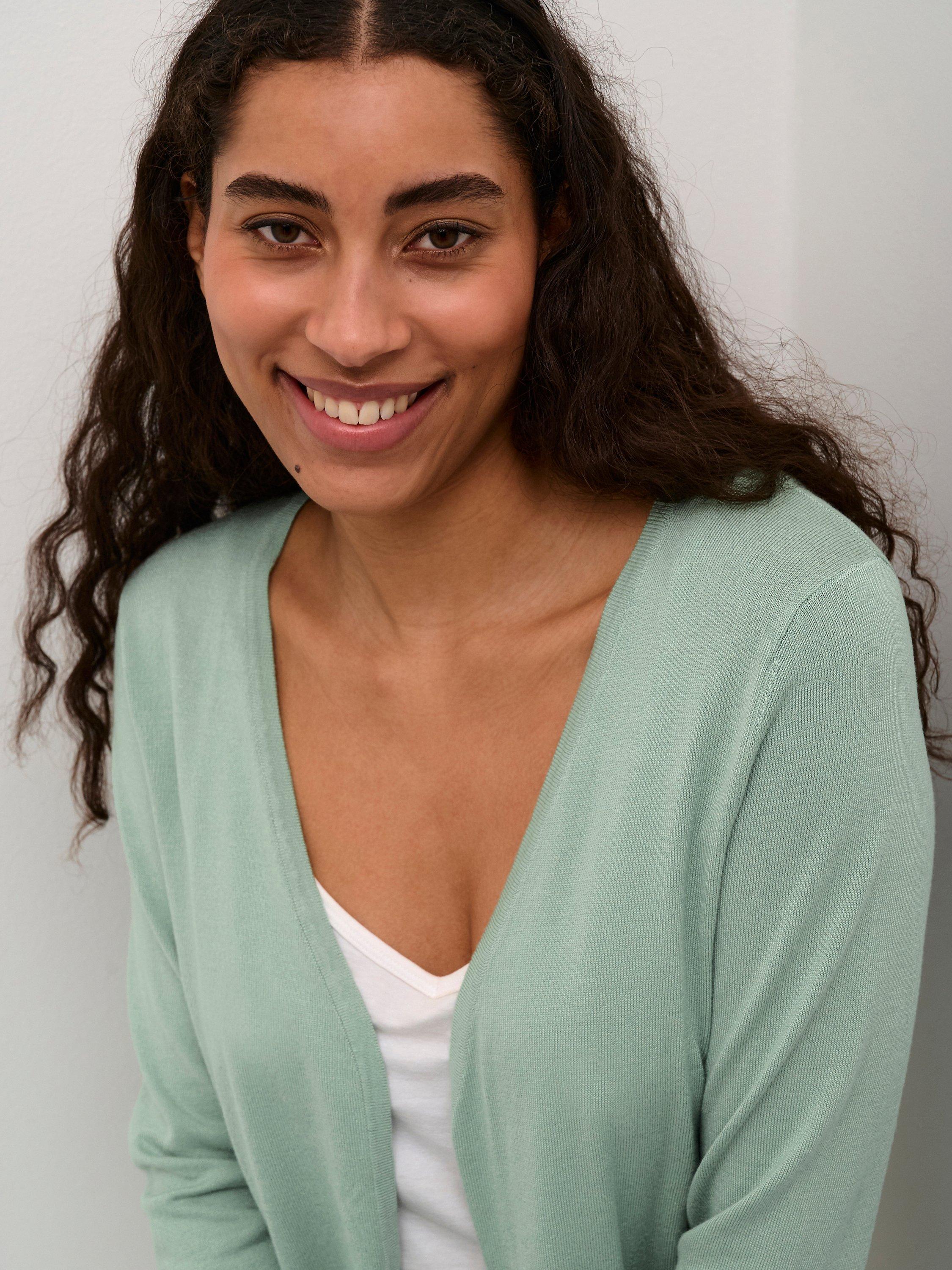Product image 4 of 6, which shows KAFFE Fenia Astrid Cardigan, Granite Green, XS